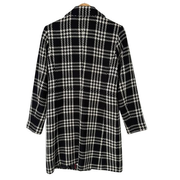 Charter Club Wool Blend Plaid Tweed Coat Black White Button Front, Size 4 - Picture 8 of 9